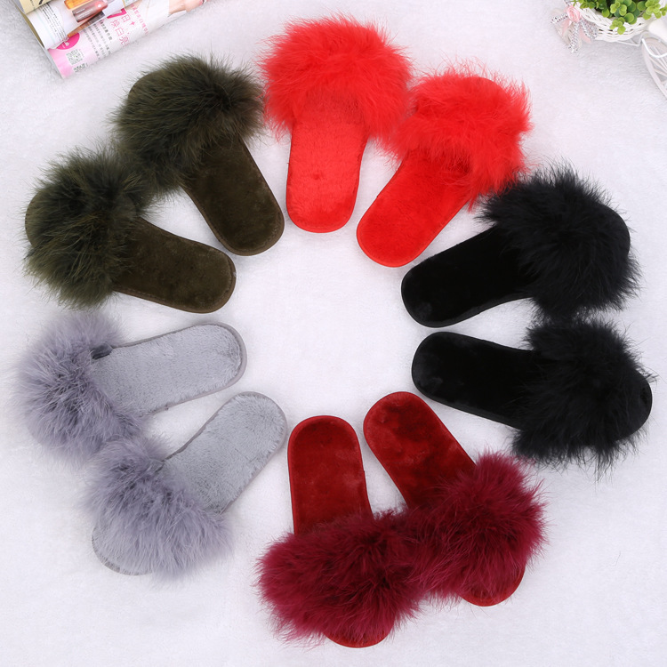 New 2021 slippers for winter ostrich hairy family.