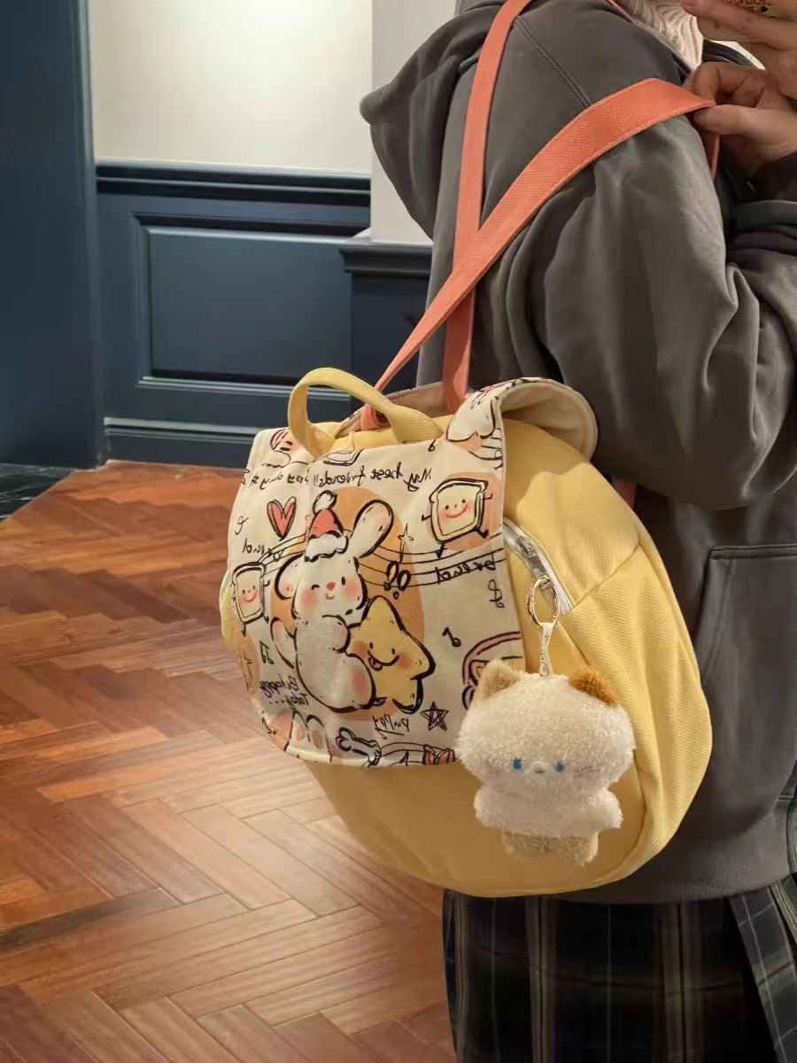 Han's lovely cartoon girl puppy double shoulder packs 2024 small people designed for leisure and high-capacity students.