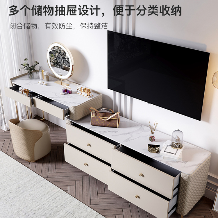 The dresser opens a one-size-size-fits-all luxurious web, redins, modern rock-board TV cabinets in the dressing room.