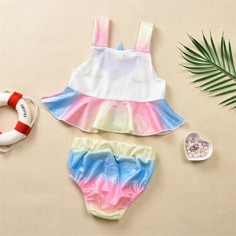 Trong những con kỳ lân hai bộ đồ bơi cho các cô gái bơi quần áo nước ngoài để mặc bộ đồ bơi cầu vồng trẻ em Amazon