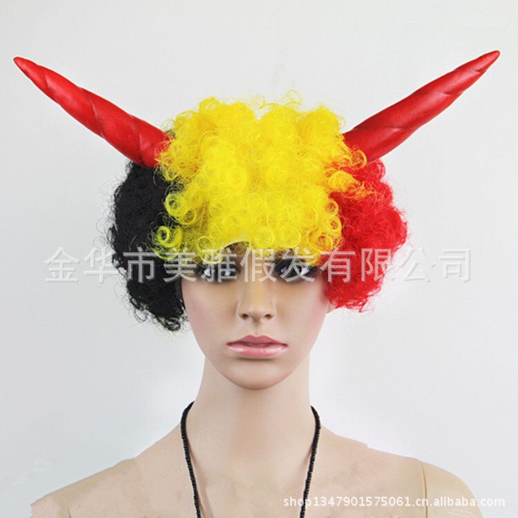 Cowhorn wigs, blast head, ecstasy performance tools, party wigs for student fans.