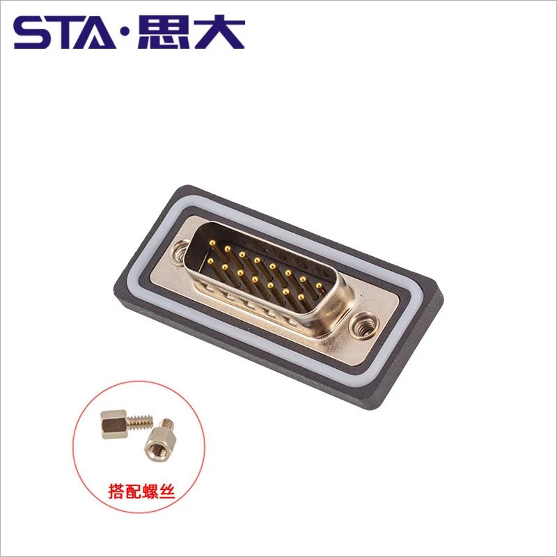 实心车针 焊线 PCB板IP67 VGA 矩形防水接头HDB15 公母    D-SUB