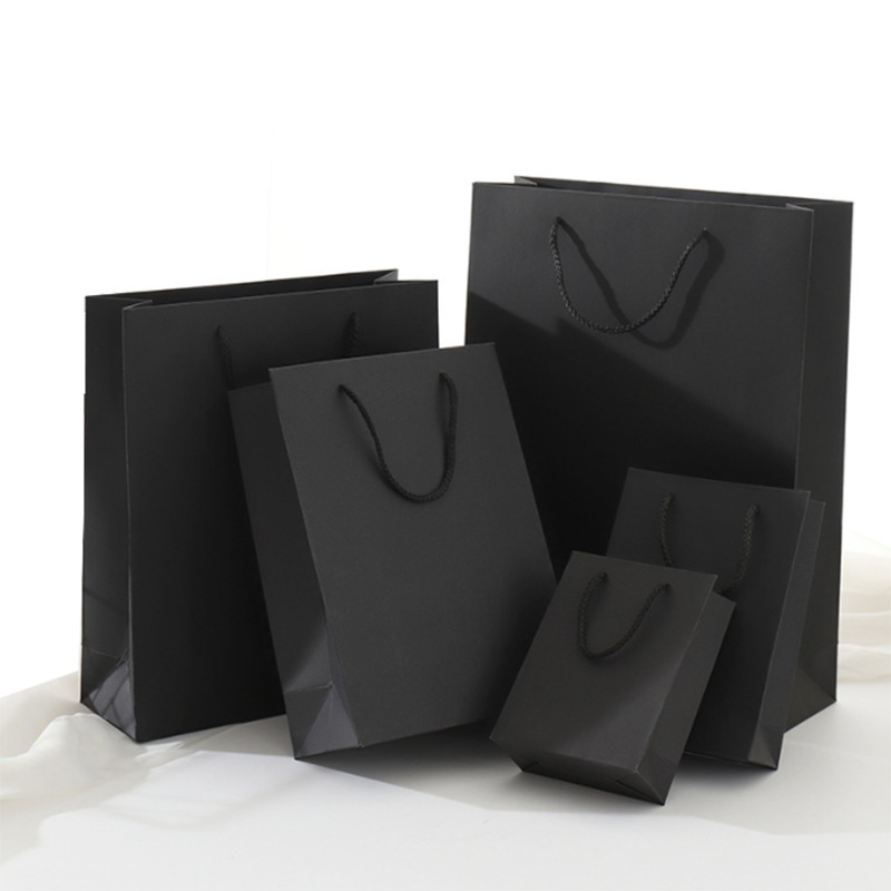 Enterprise high-sized black card card bag bag shopping bag customised to print logo