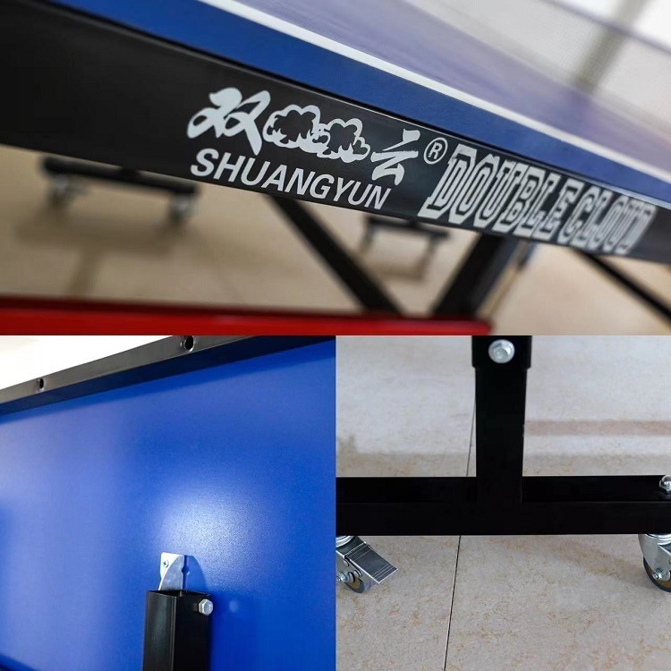 Two cloud factory wholesalers and standard ping-pong tablers use indoor ping-pong tables to fold belt wheels to move.