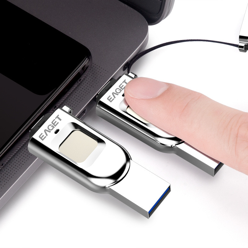 Customized corporate fingerprint encrypted UCD computer double-use usb3.1 high-speed type-c mouth-proof copy gift