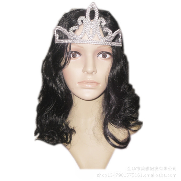 It's a direct wig at the factory, a small wholesale, a princess palace wig, black wig, Halloween wig.