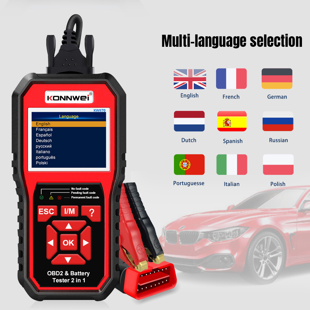 konnwei, new, KW870 Car Diagnator + Battery Tester + 2 Composite Product