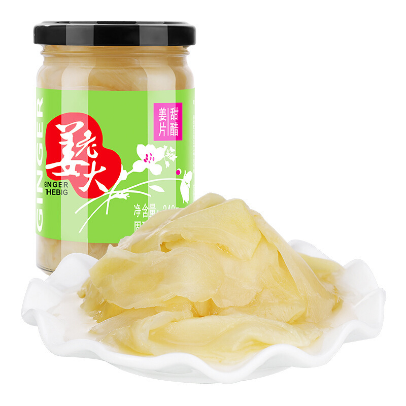 莱芜万兴姜老大 美味甜醋姜片酸甜脆爽下饭菜 240g/瓶