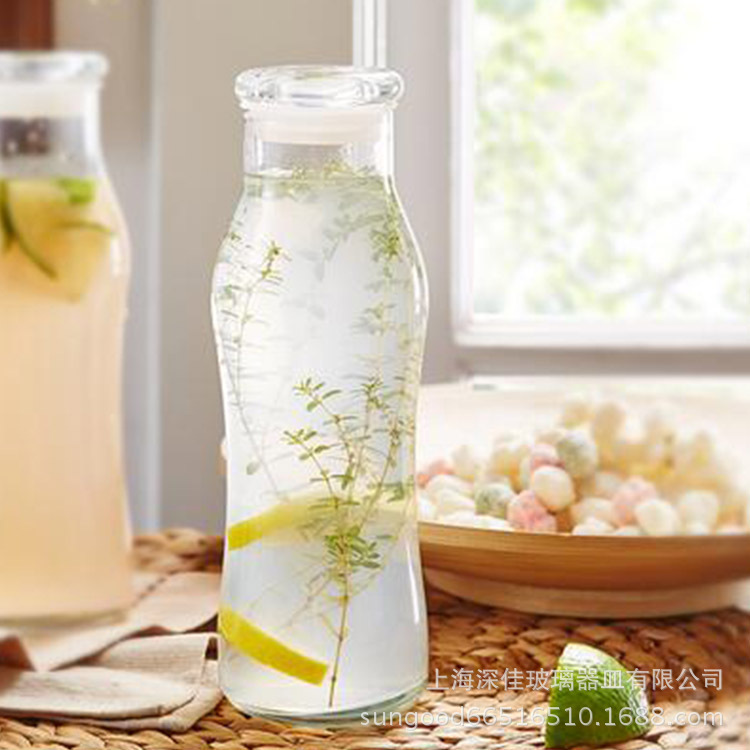 Glass tape cap bottle 560 ml large volume juice water bottle