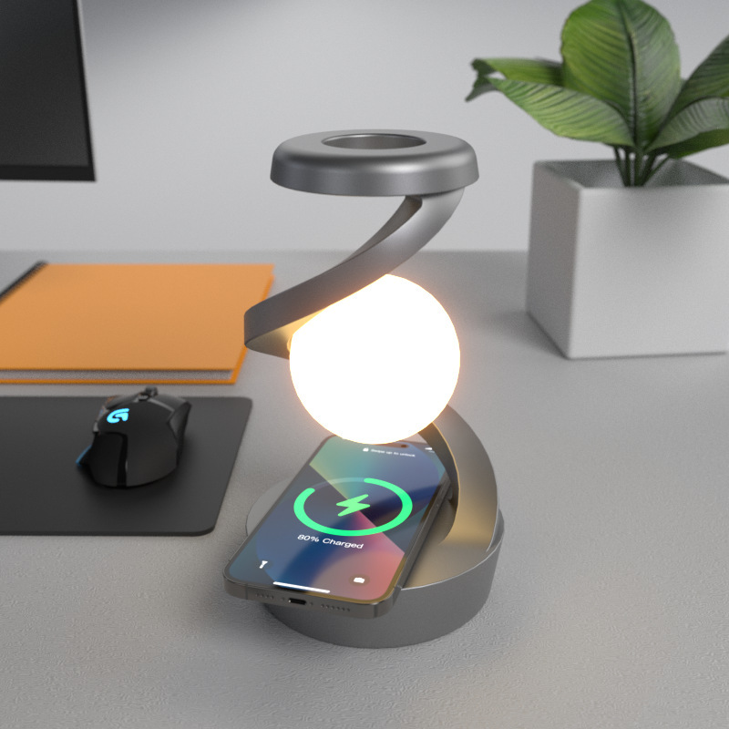 Cross-border suspended wireless charging smart light rotates RGB night light atmosphere light bedside gift light