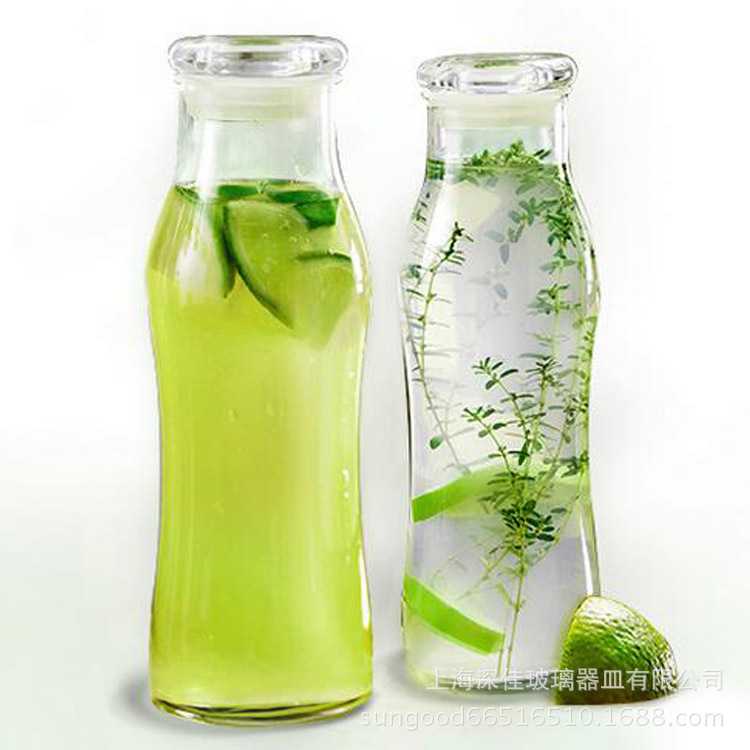 Glass tape cap bottle 560 ml large volume juice water bottle