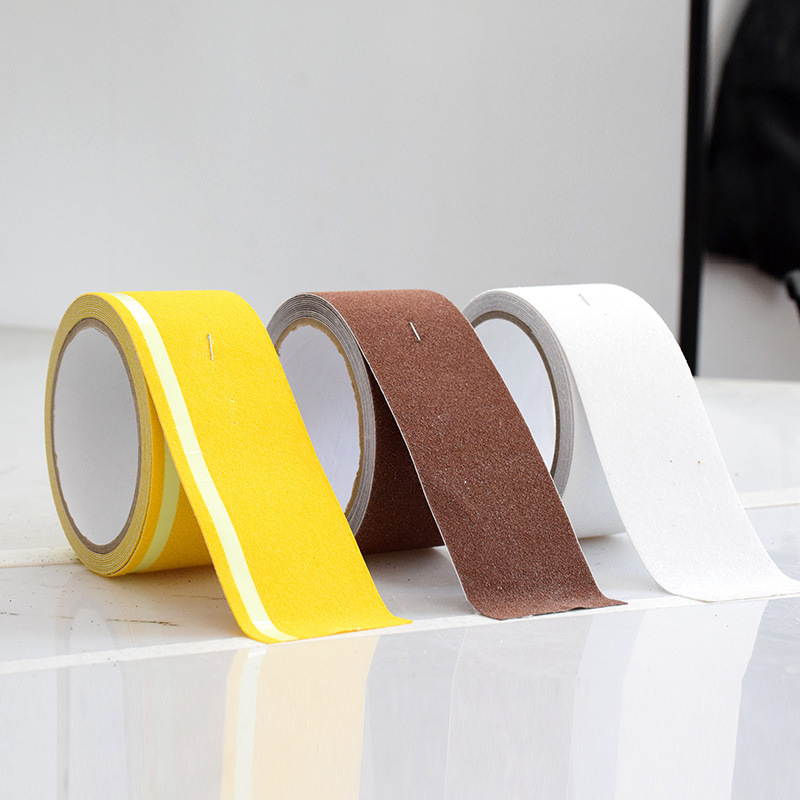 A sand-coated, glazed stairwell floor-resistant, water-resistant, water-coated PET night-light-resistant tape