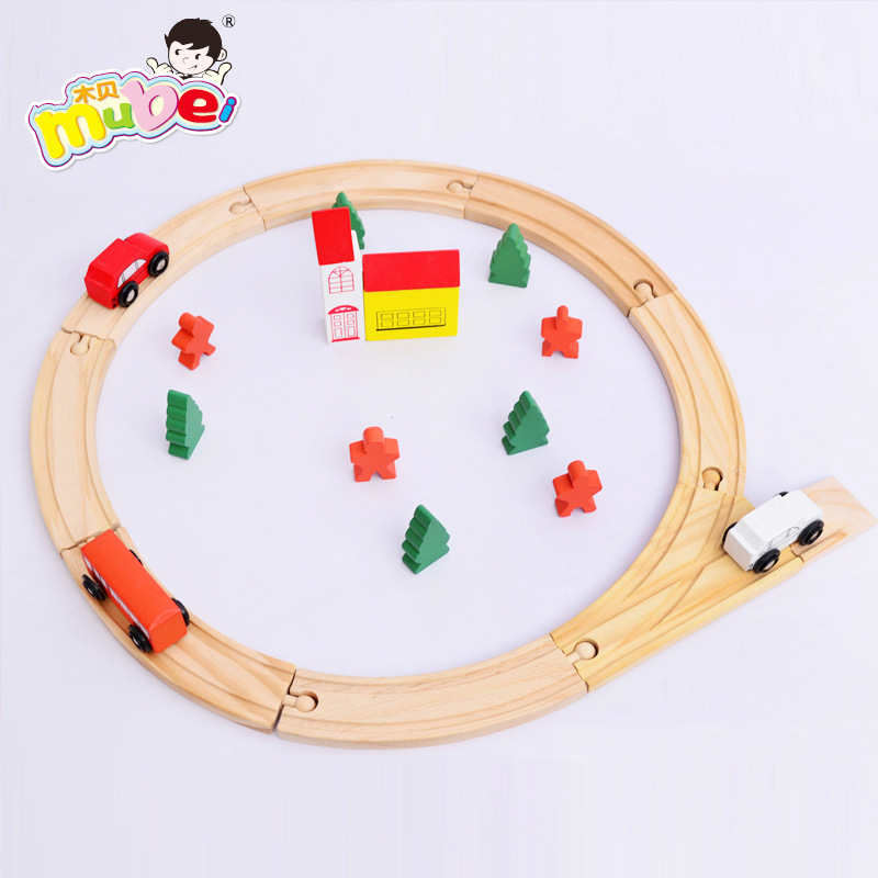 Boys and girls interested in developing children's toys for intellectual interaction, round train orbital wood toy