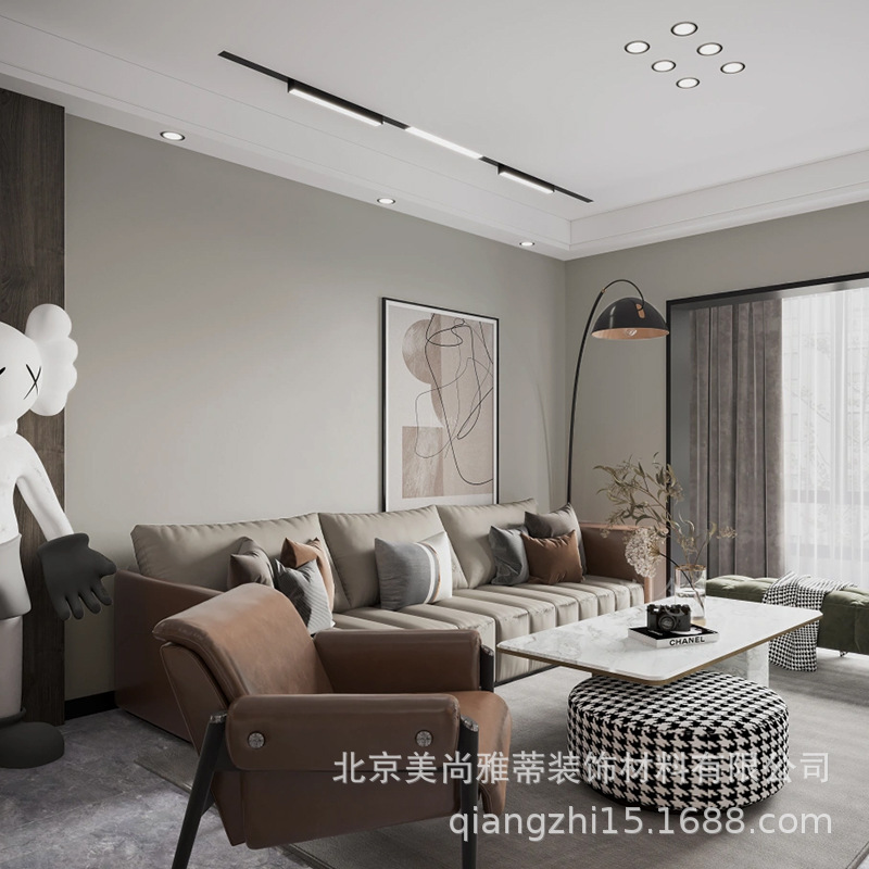 Bức tường có nhiều màu sắc, tường nền liên tục cho phòng khách, màu xám trên tường phòng trẻ em.