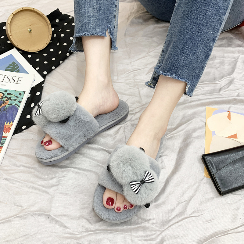 New cotton slippers, family parents' shoes, cat shadows, family furry slippers.