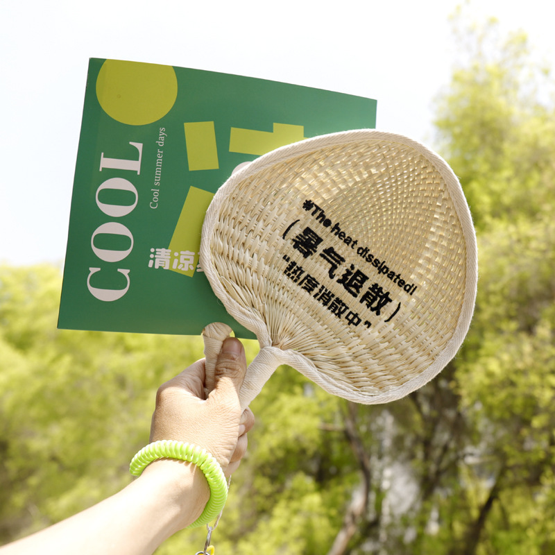 Creative hand-made embroidery, Chinese-style old-leaf-painted palm-leaf fan holding a summer-painted summer fan.