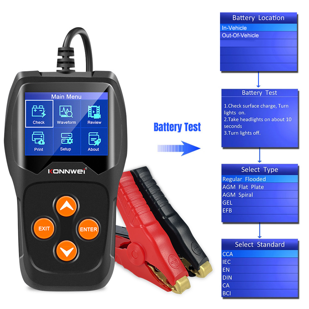 Colour-screen wave-forming displays the internal resistance tester for the car cylinder detector and the car cell conductor tester