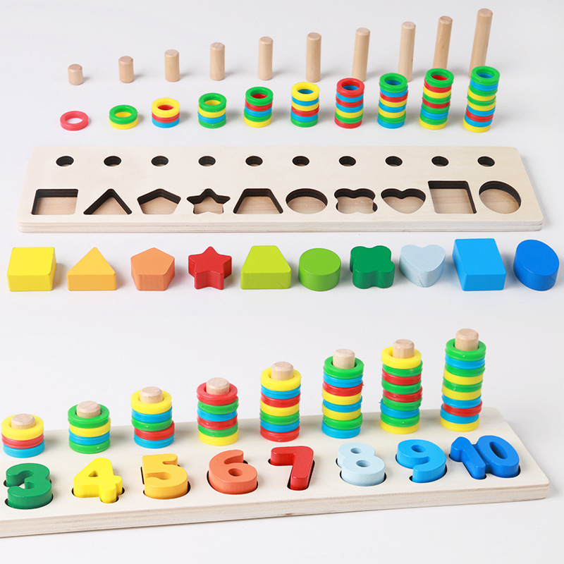 The children's number pair game pairing board of math learning, the rainbow to several circles, the children's wood toy.