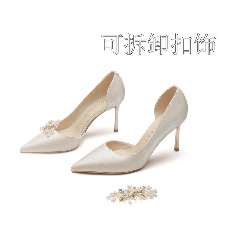 8330-3. Bride shoes for high-heel wedding girls and 2024 new one-shoe dress.