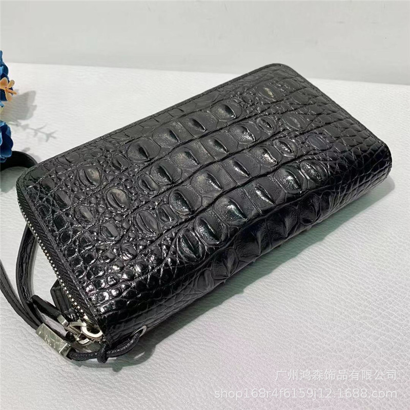 Alligator long purses with double zipper hands with alligator backpacks.