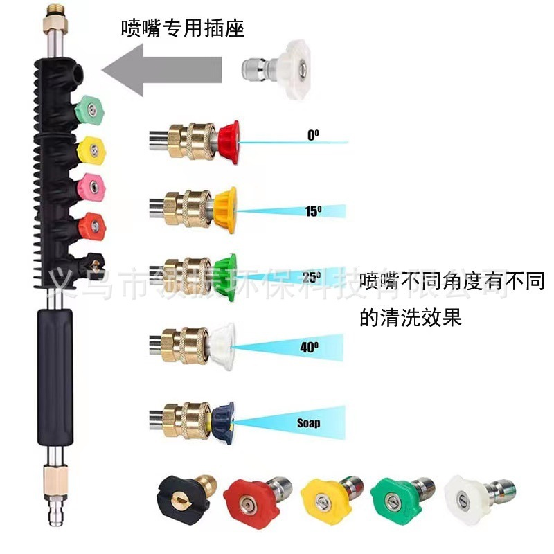 跨境高压洗车水枪延长杆1/4不锈钢加长杆空调屋檐清洗杆子九件套