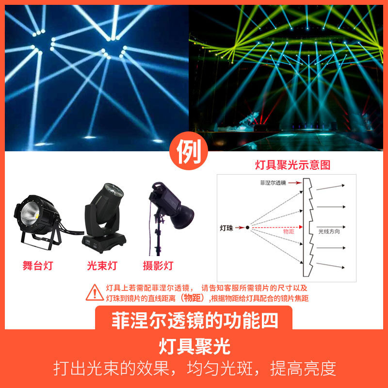 圆形直径130MM 菲涅尔透镜聚光点火科学实验聚光LED透镜光学螺纹