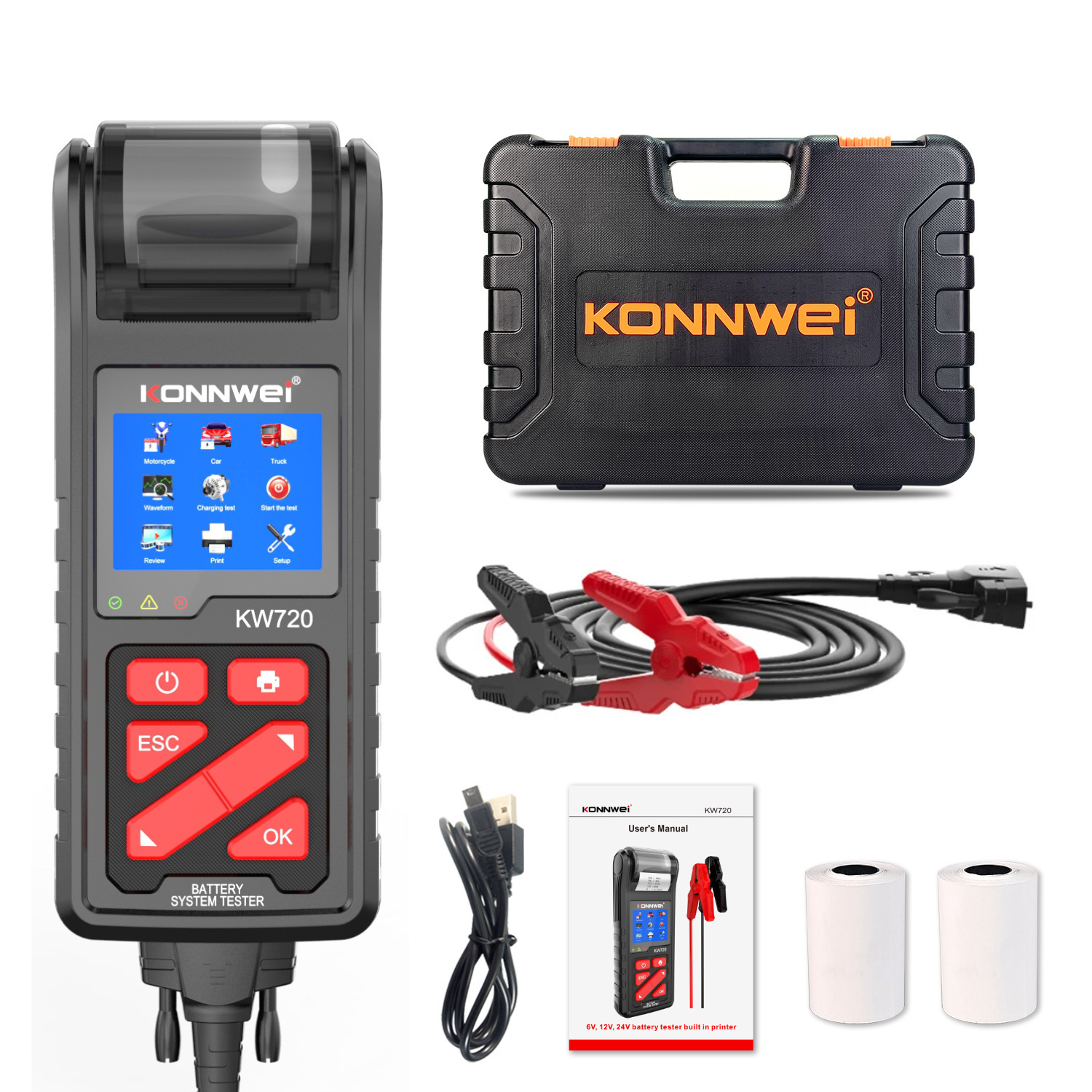 Konnwei KW720 detects low voltage 6V12V24V car battery battery voltage detection internal resistance