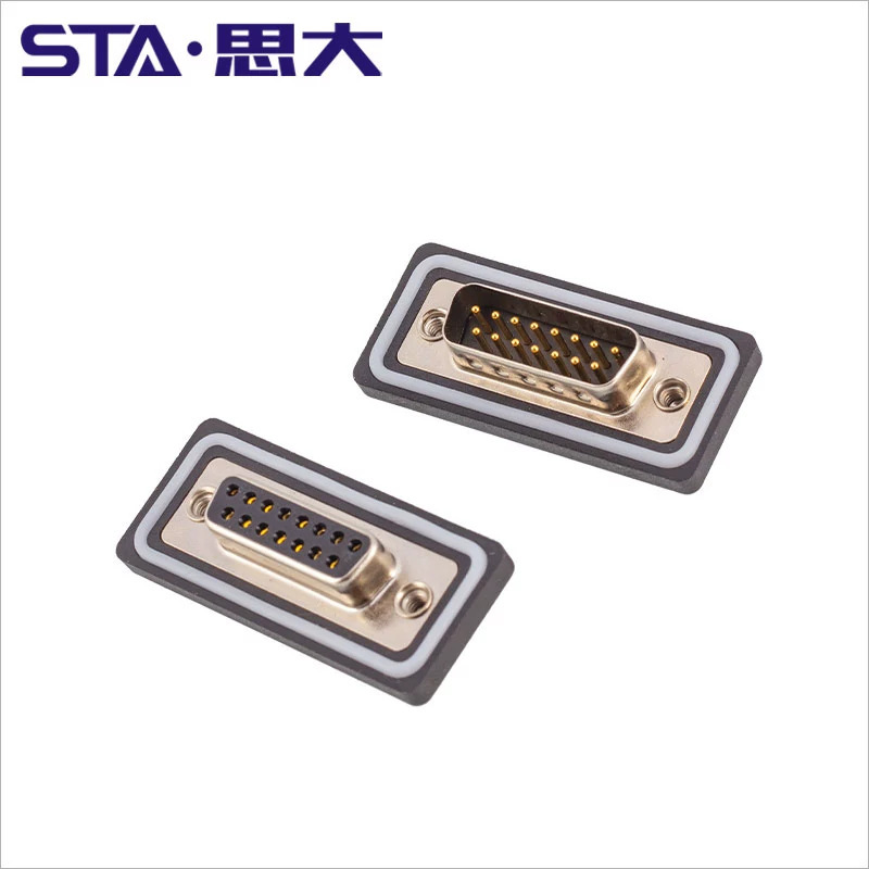 实心车针 焊线 PCB板IP67 VGA 矩形防水接头HDB15 公母    D-SUB