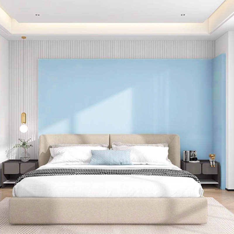 Giấy dán tường màu xanh yên tĩnh, phòng ngủ gió Bắc, tường nền làm sạch mặt giấy dán tường.
