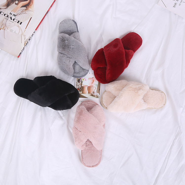 ♪ Four seasons home-dwelling woolly slippers indoor cotton slippers cross ♪