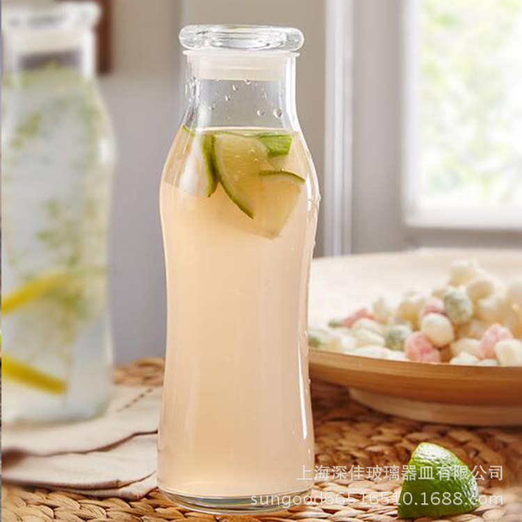 Glass tape cap bottle 560 ml large volume juice water bottle