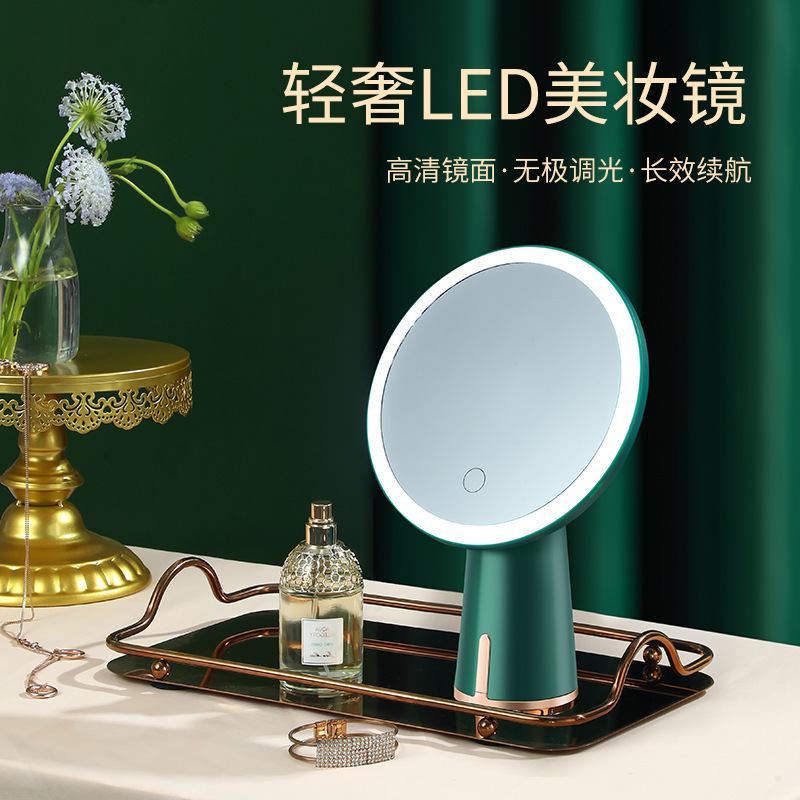 Gương trang điểm để bàn sang trọng nhẹ, phòng ngủ có đèn LED chiếu sáng, tùy chỉnh cho gương để bàn một mặt