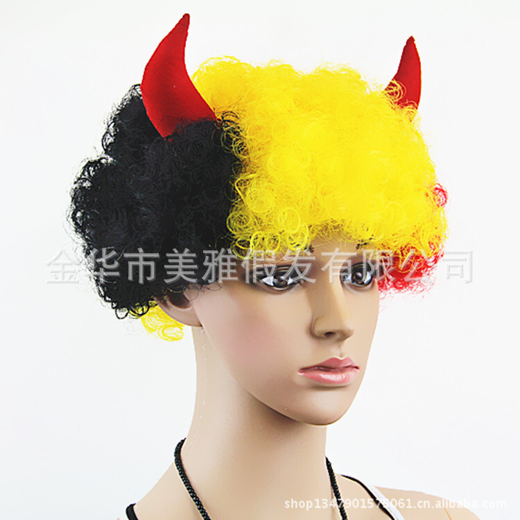 Cowhorn wigs, blast head, ecstasy performance tools, party wigs for student fans.