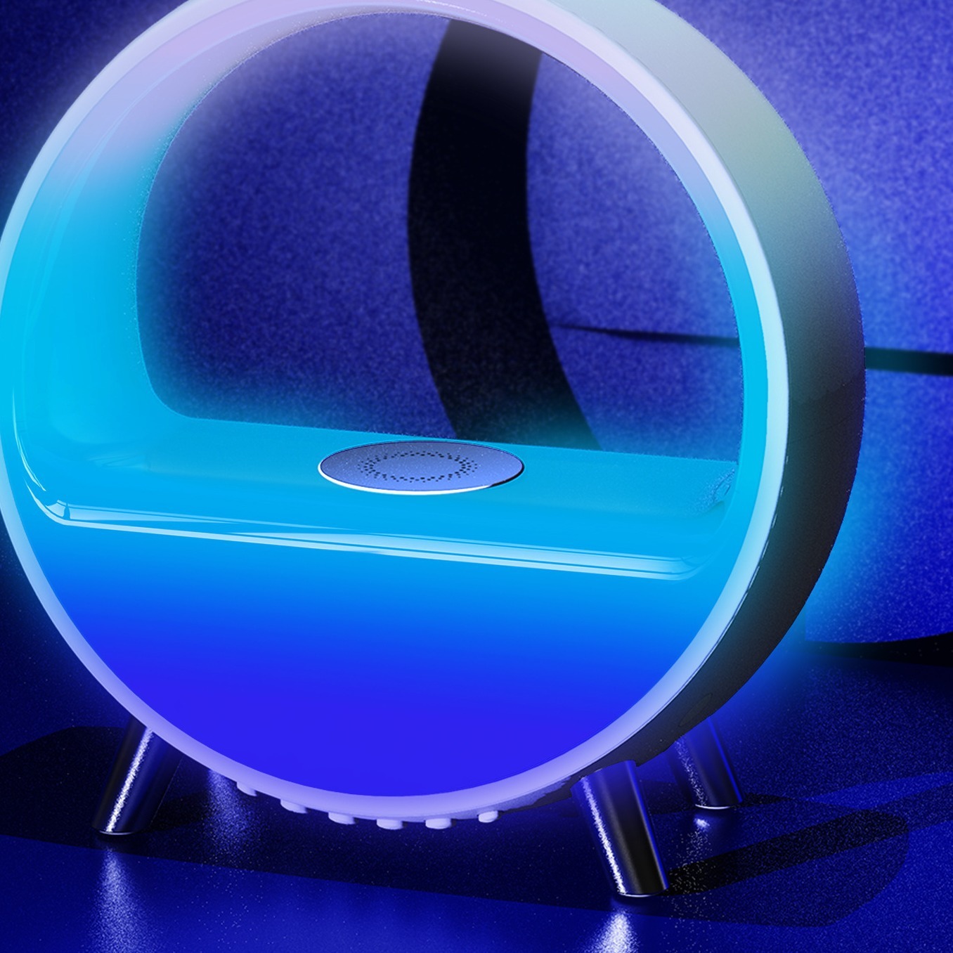 Wireless flashes of smart alarm clock seven colour-colored airlights mimics the blue-tooth soundbox movement of the nightlight out of bed.