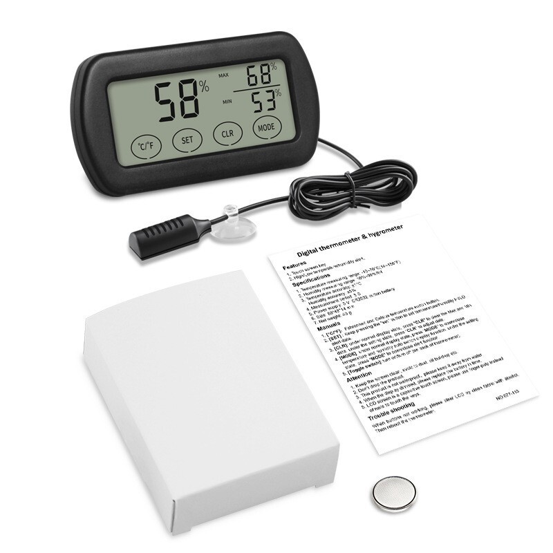 The maximum minimum thermometer and humidityometer in the digital reptile can with a probe is very good for reptiles.