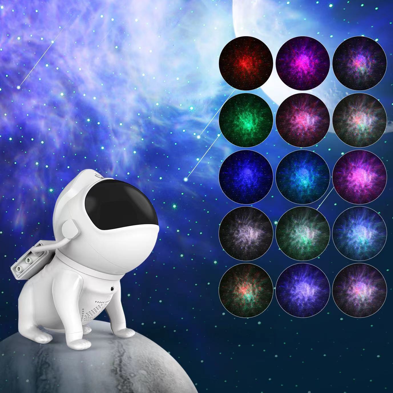 Cross-border astronaut space dog smart bluetooth box full of star-light creative projectors.