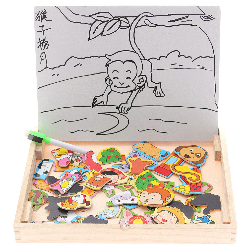 The children's toy-wood puzzle is a child's puzzle with a magma board.