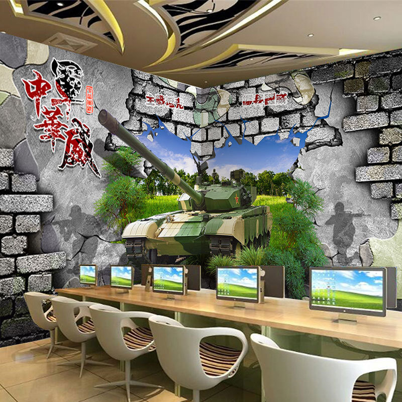 夏令营迷彩卧室宿舍饭店军绿色背景墙纸军事主题迷彩壁纸军旅壁画