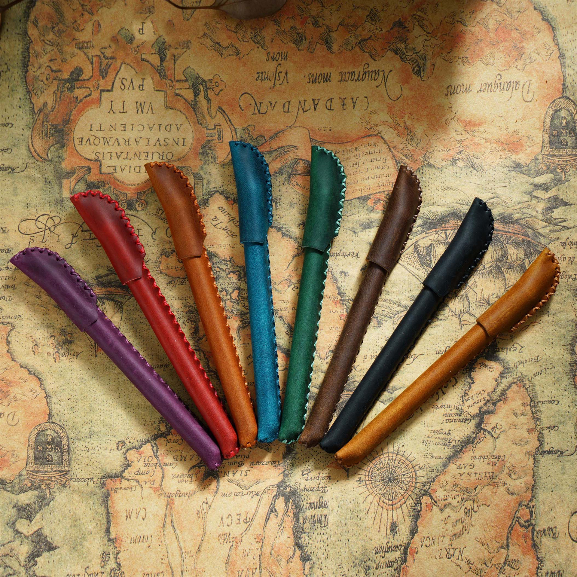 Real-spectrum Cowskin pen and DIY creative pen kit, pure hand-made bullskin retrospected mad horse pen.