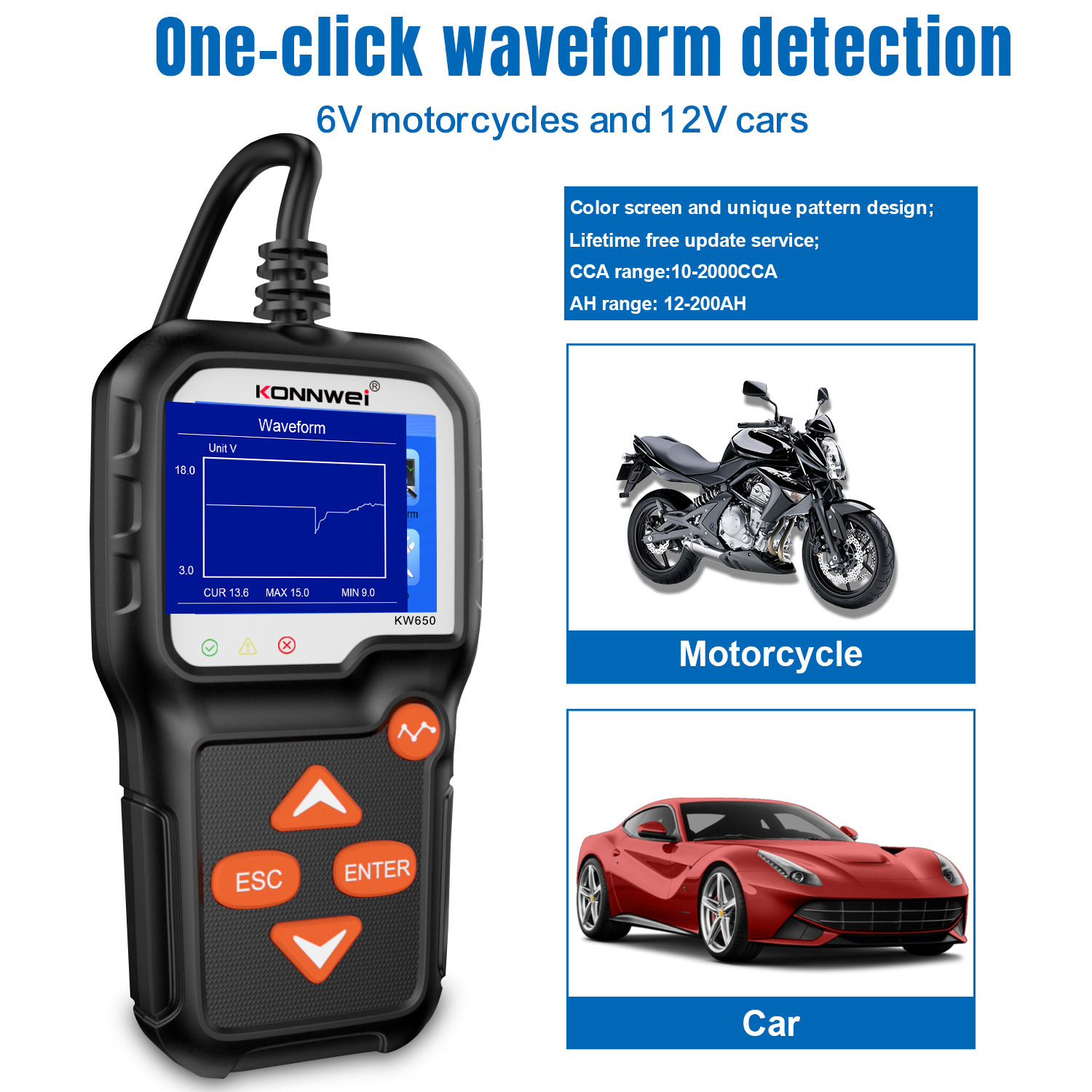 KW650 Car Battery Monitor Vehicle Resister Power Test BT705 JDiag BT300