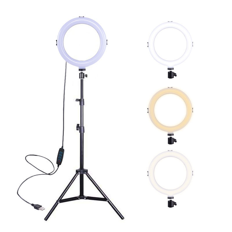 Amazon heat sells eight-inch live re-lighted phone led-ring leader self-tasking shivering light.