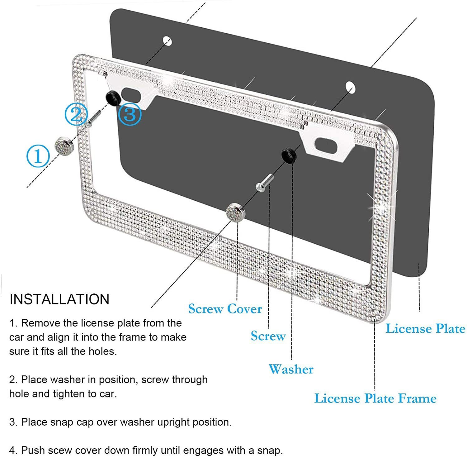 Co-production of American cross-border license plates, stainless steel frame, cross-border Amazon diamond frame wholesale