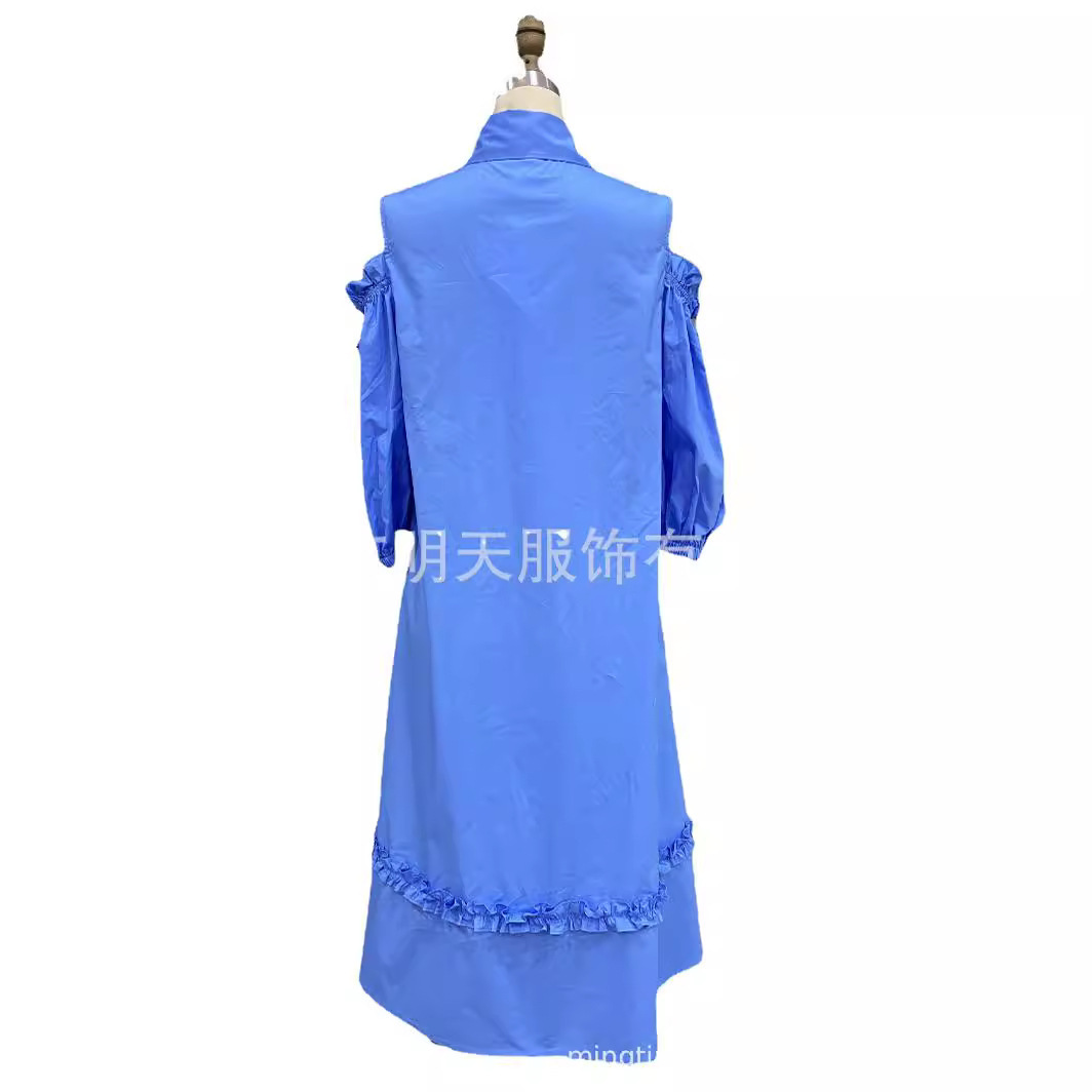 2023 U.S. fashion with loose shoulder skirts, long sleeves in cotton.