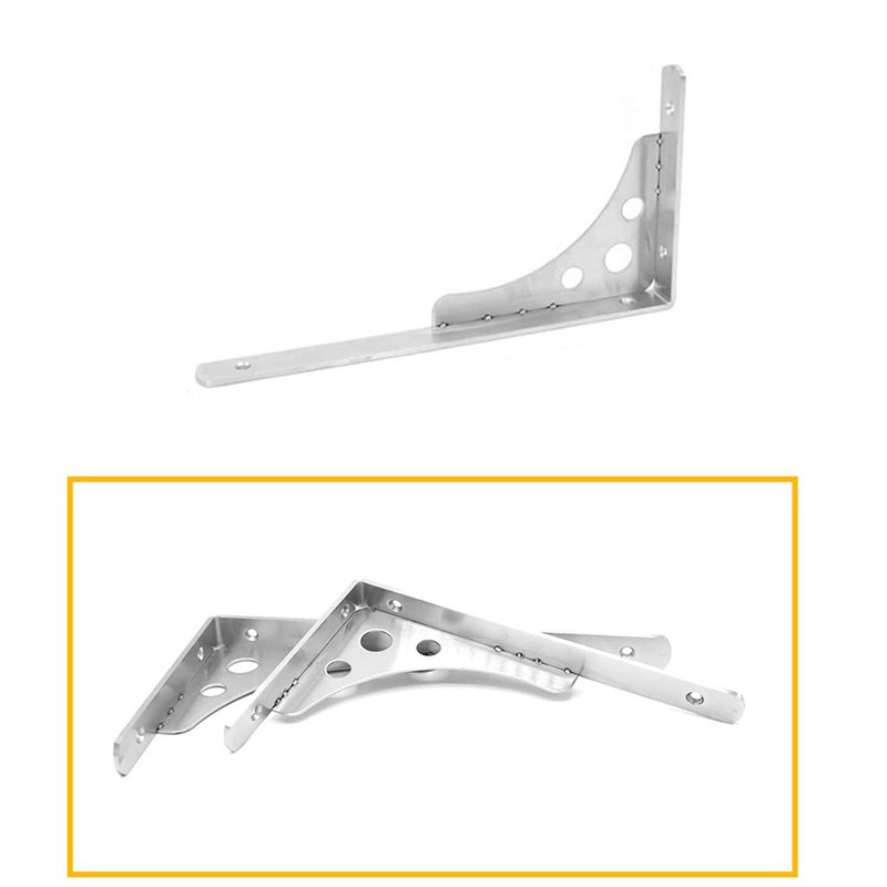Two stainless steel triangles, with a thick hanger to support the nine-by-one, layer-to-board, side-net support.