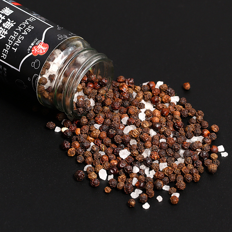Black pepper pellets of sea salt grinding single vials of black pepper salt veal sauce