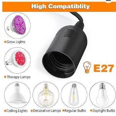 E27 Plug-in exchange power supply plug, plant growth extension light bulb chandelier in the kitchen