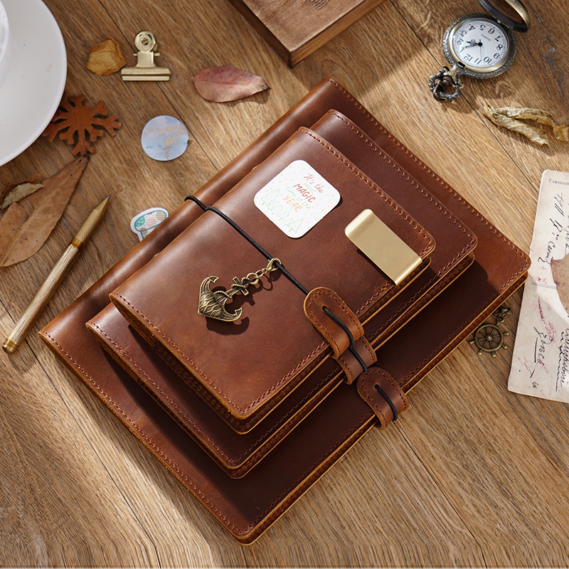 An A5A6 notebook book for the travel of a retro-circle parchment sheet with a rope button card.