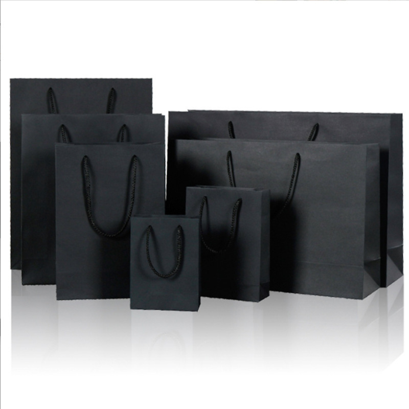 Enterprise high-sized black card card bag bag shopping bag customised to print logo