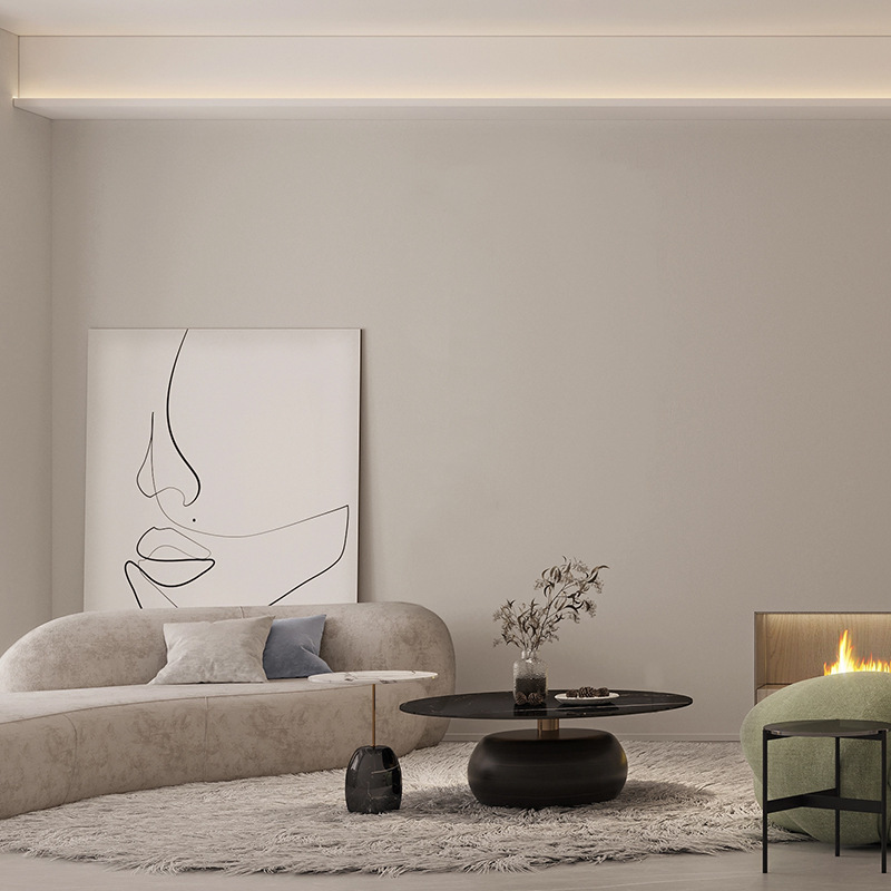 Sữa nhẹ và đơn giản và tường trắng bao phủ phòng khách hiện đại trong phòng khách nền tường