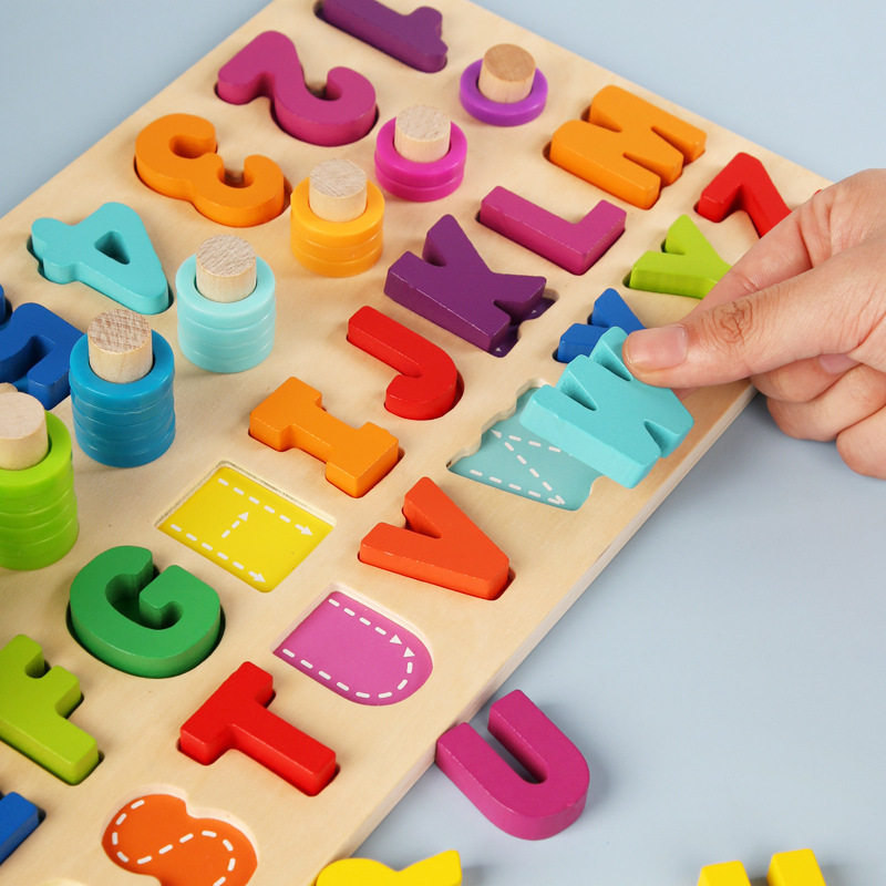 New letter numbers for infants and young children paired with Ziji's early teaching of wood packs with three pairs of colours.